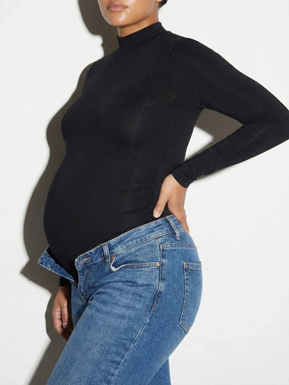 MIA BUMP™ Mock Neck Long Sleeve Maternity Bodysuit