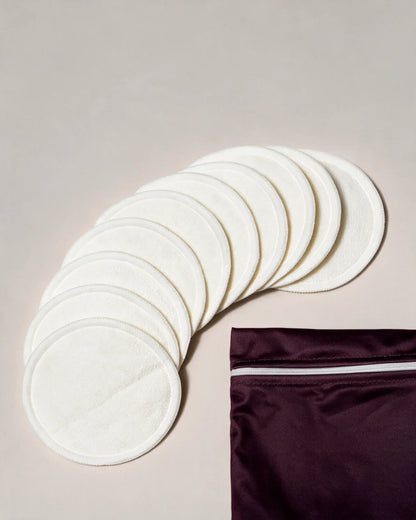 Organic Bamboo Nursing Pads — 10-Pad Set with Washable Bag