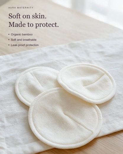 Organic Bamboo Nursing Pads — 10-Pad Set with Washable Bag